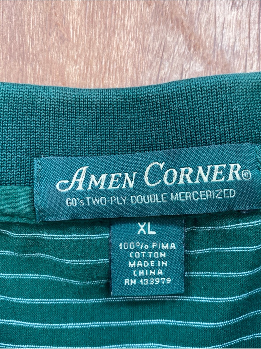 Amen Corner Masters Golf Polo Shirt Mens XL Green Striped Augusta National Flaw - Picture 8 of 10